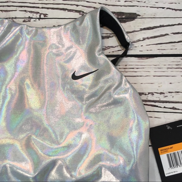 Nike flash silver high neck one piece swimsuit NWT - Picture 5 of 6